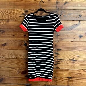 Mod Style Navy Striped Nautical Cotton Bodycon Dress size Small